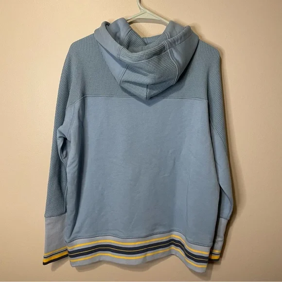 Nicholas Daley Paneled Stripe-Trim Hoodie Blue Waffle Knit Unisex - Picture 8 of 8